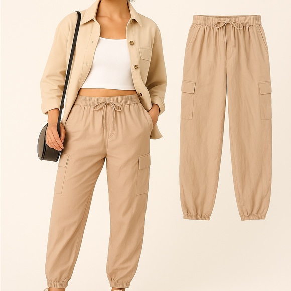 Noisy may Pants - Noisy may Beige Cargo Joggers